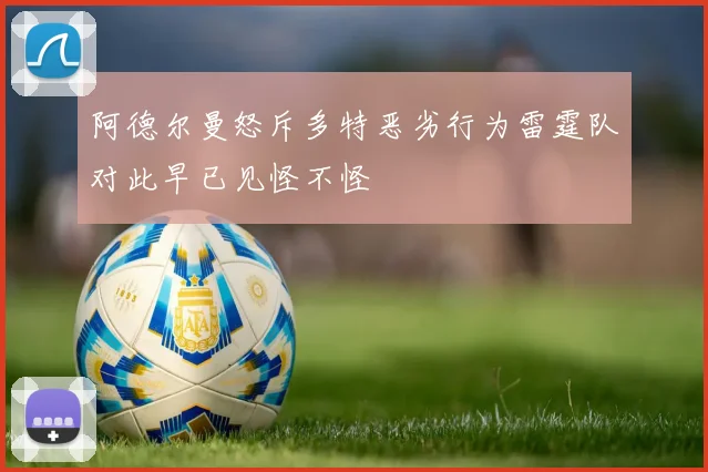 阿德尔曼怒斥多特恶劣行为雷霆队对此早已见怪不怪